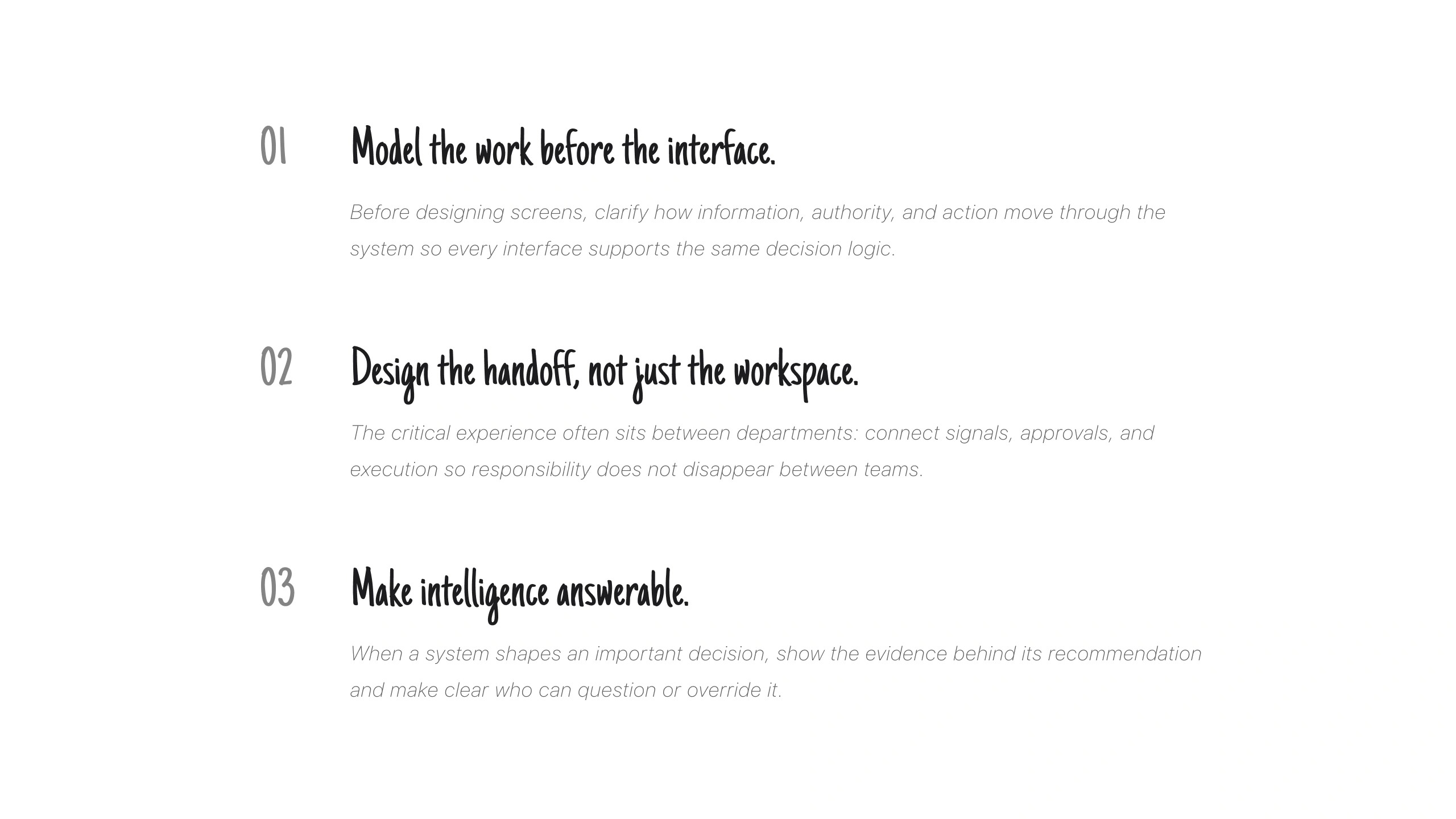 UIRCS reflection: model the work before the interface, design the handoff, and make intelligence answerable