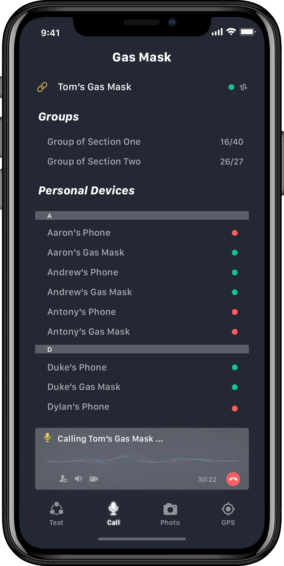 Chem Guard mobile communication screen