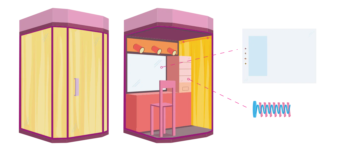 Glamhub product design for mirror and vending system