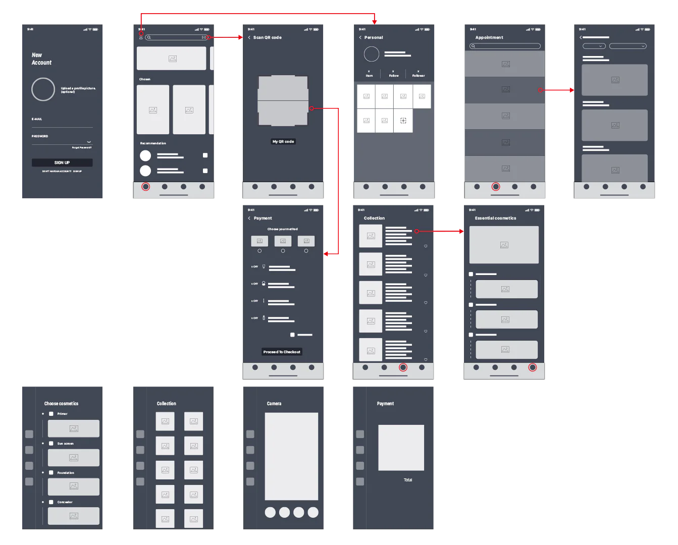 Glamhub low-fidelity prototype